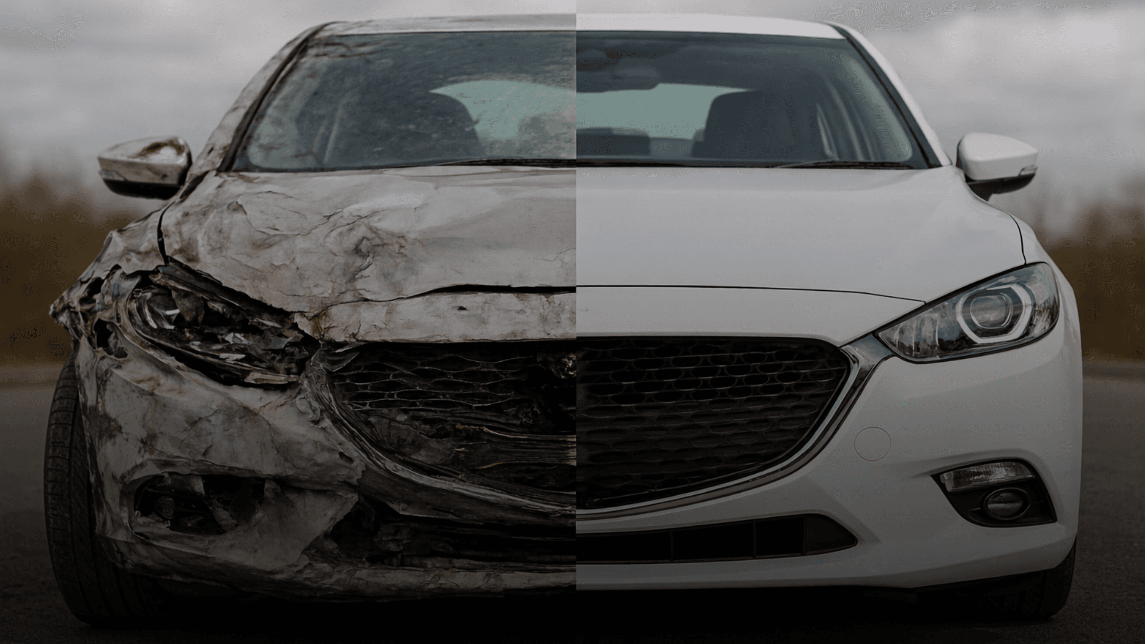 Car damage before and after